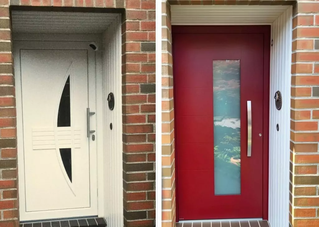 Haustür Aluminium 12 Aluminiumhaustür rot Glas Weru Kemena Bremen