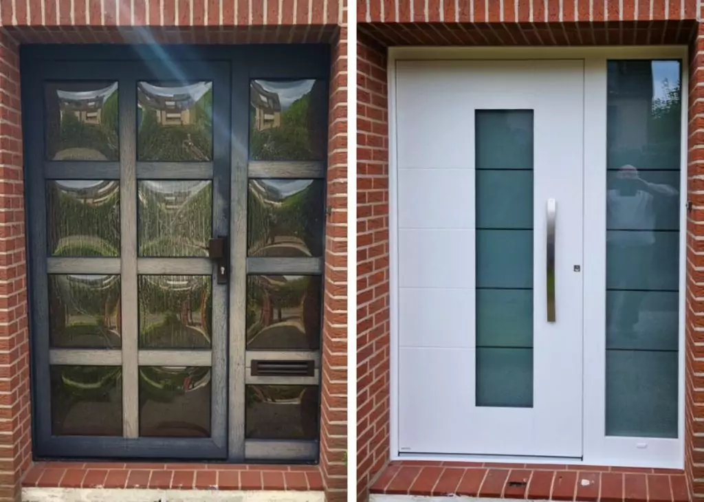 Haustür Aluminium 25 Aluminiumhaustür weiß Seitenteil Glasausschnitt Weru Kemena Bremen