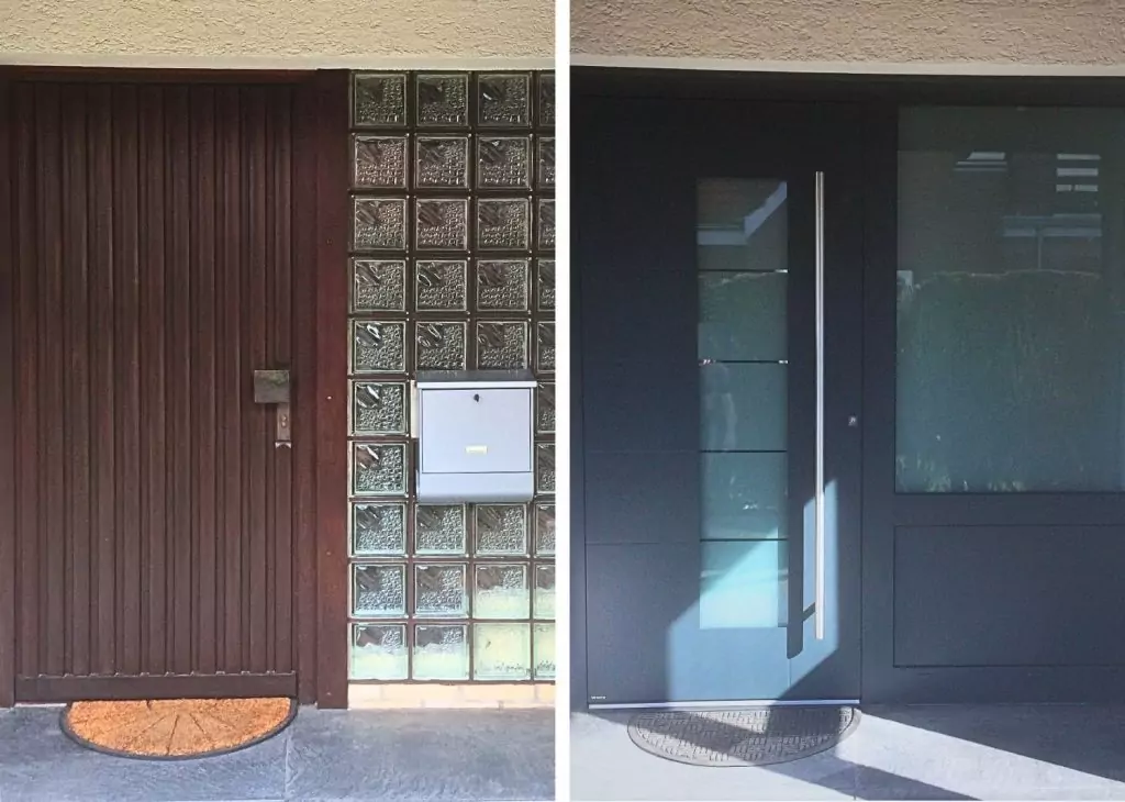 Haustür Aluminium 7 Aluminiumhaustür blau Seitenteil Weru Kemena Bremen