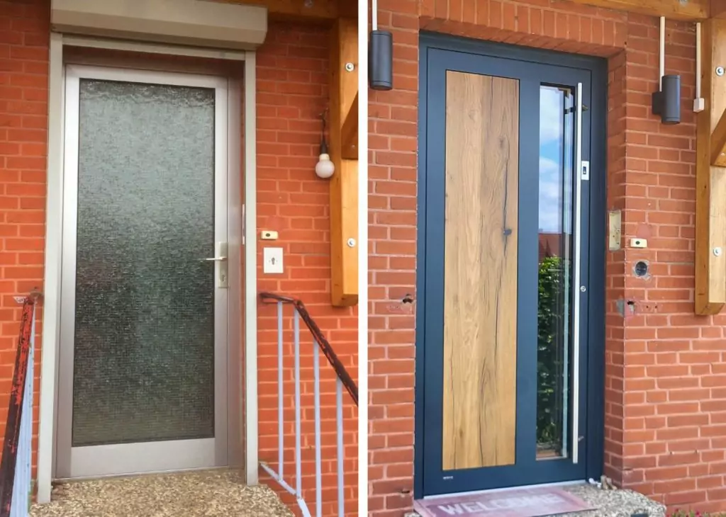 Haustür Aluminium 8 Aluminiumhaustür blau Holz Weru Kemena Bremen
