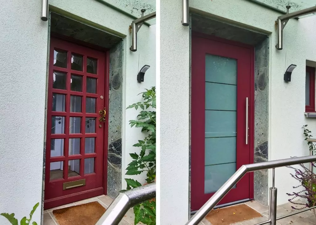 Weru Aluminium Haustür vorher nachher