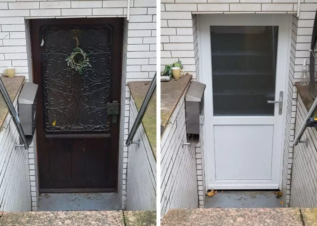 Weru Nebeneingangstür Avida - Kellertür vorher nachher